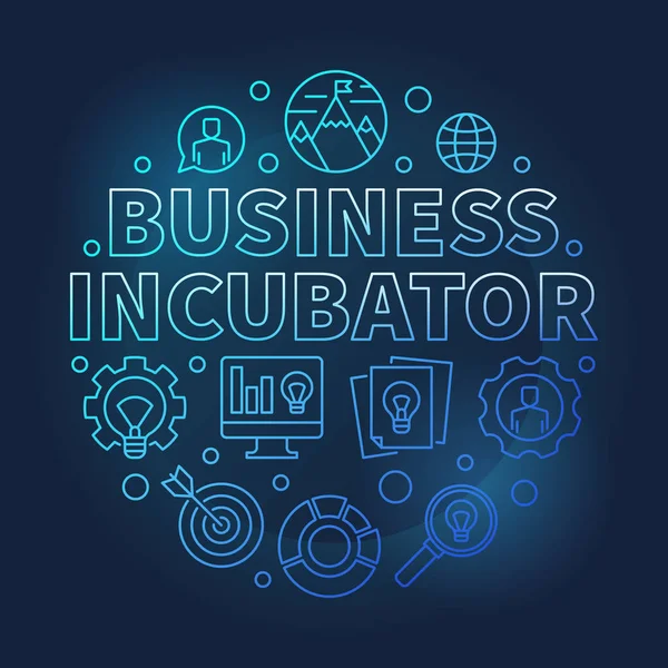 Круглый синий векторный рисунок бизнес-инкубатора — стоковый вектор