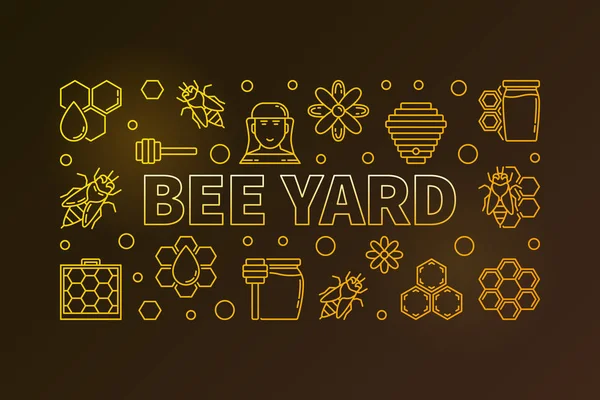 Bee Yard vector coloreado bandera horizontal o ilustración — Archivo Imágenes Vectoriales