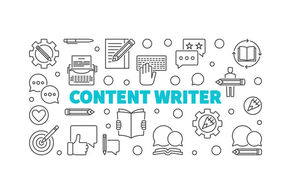İçerik yazar vektör çizgi yatay çizim veya afiş