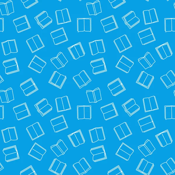 Libros contorno sin costura patrón azul. Fondo vectorial — Archivo Imágenes Vectoriales