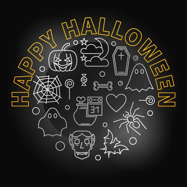 Boldog Halloween-kerek vektor kreatív Holiday vonal illusztráció — Stock Vector