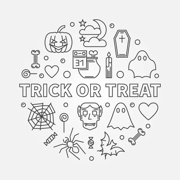 Trick or Treat contour rond vecteur Halloween illustration — Image vectorielle