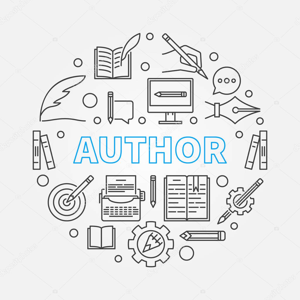 Author vector round illustration made with line icons