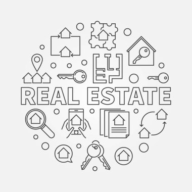 Emlak anahat tarzı resimde vektör yuvarlak 