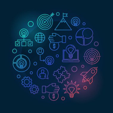 İş başlangıç vektör yuvarlak hat illüstrasyon renkli