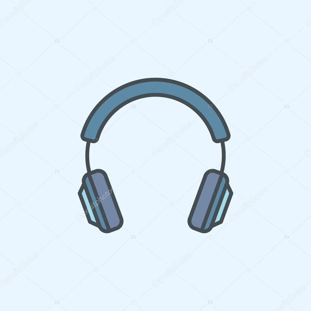 Vector blue headphone icon. Headphone isolated concept symbol or logo element