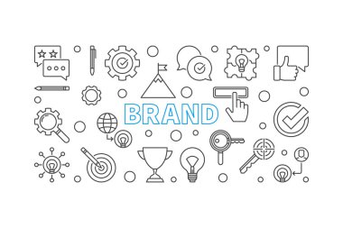 Marka vektör ince çizgi stili en az yatay afiş