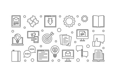 İçerik Anahat vektör yatay banner veya illüstrasyon