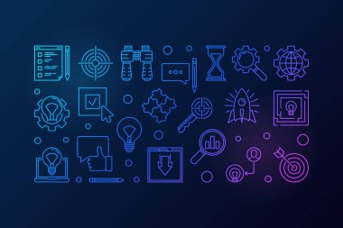 Araştırma vektör yaratıcı anahat yatay banner