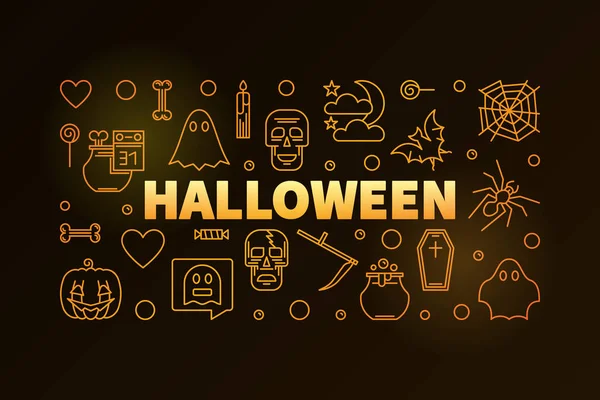 Halloween vecteur horizontal bannière de ligne jaune de vacances — Image vectorielle