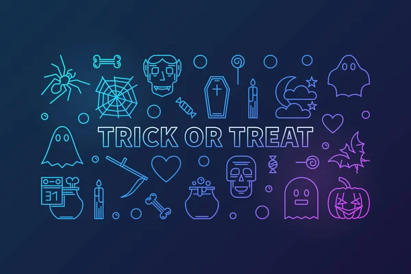 Ligne Trick or Treat illustration colorée. Bannière vectorielle — Image vectorielle