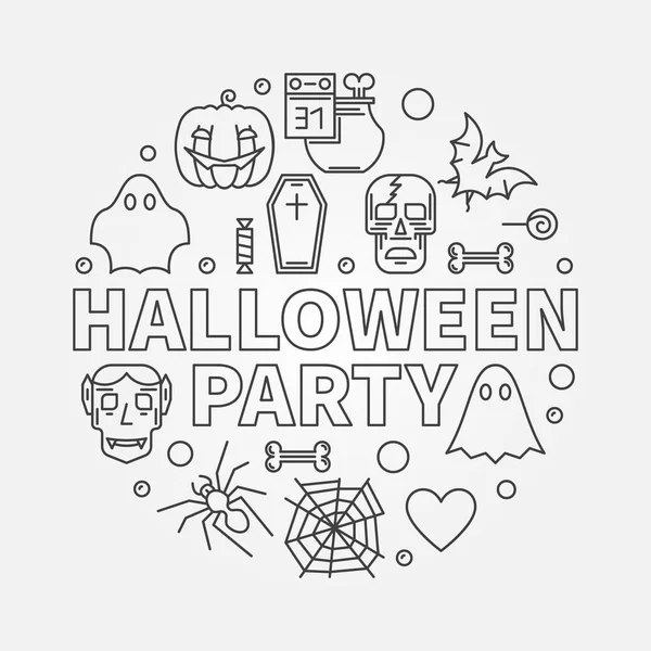 Halloween partie mince ligne ronde vecteur illustration moderne — Image vectorielle