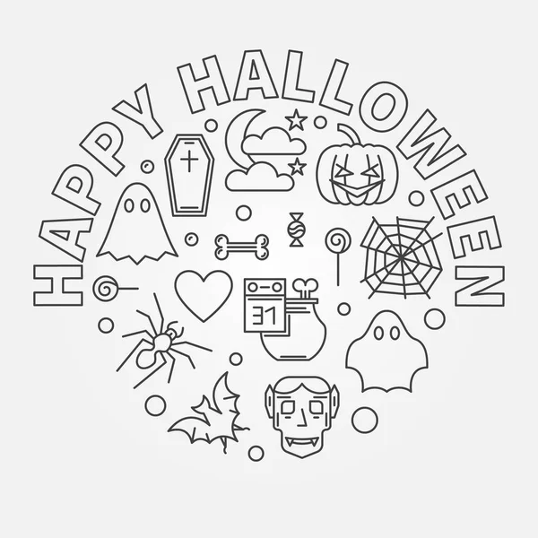 Buon Halloween round vector Illustrazione contorno vacanza — Vettoriale Stock