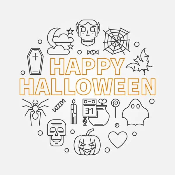 Feliz Halloween redondo vetor esboço mínimo ilustração — Vetor de Stock