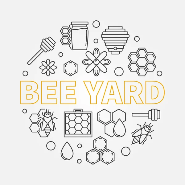Bee Yard vector redondo ilustración en estilo de línea — Archivo Imágenes Vectoriales