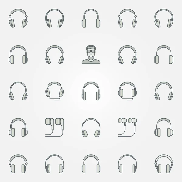 Набір кольорових піктограм навушників векторні вивіски навушників — стоковий вектор