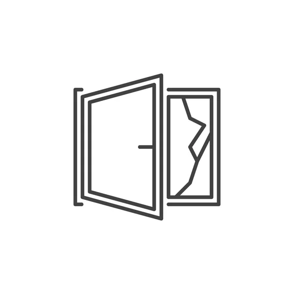 Icono de ventana abierta rota. Vector agrietado signo de ventana — Archivo Imágenes Vectoriales