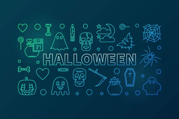 Halloween vettore creativo colorato linea banner orizzontale — Vettoriale Stock