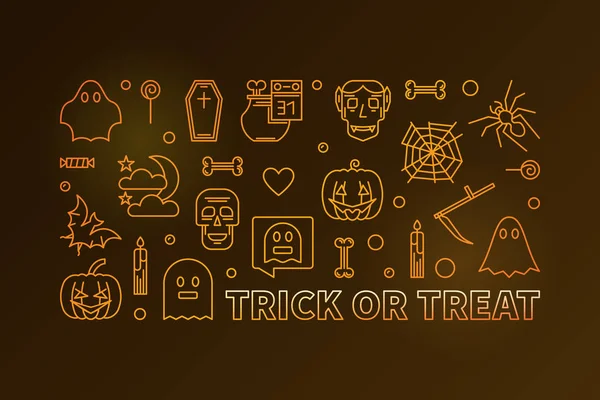 Trick or Treat vecteur horizontal moderne illustration colorée — Image vectorielle