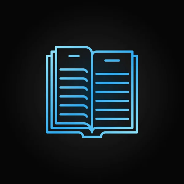 Esquema del libro icono azul - vector de libro abierto símbolo de concepto — Vector de stock