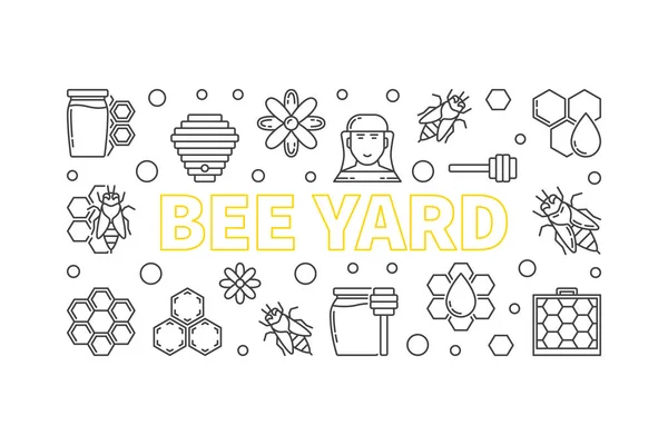 Bee Yard vector contorno bandera horizontal o ilustración — Archivo Imágenes Vectoriales