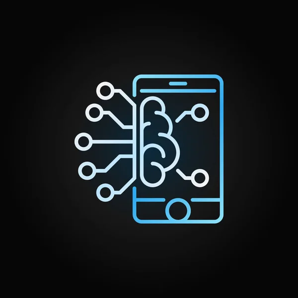 Smartphone con l'icona del contorno colorato del vettore cerebrale — Vettoriale Stock