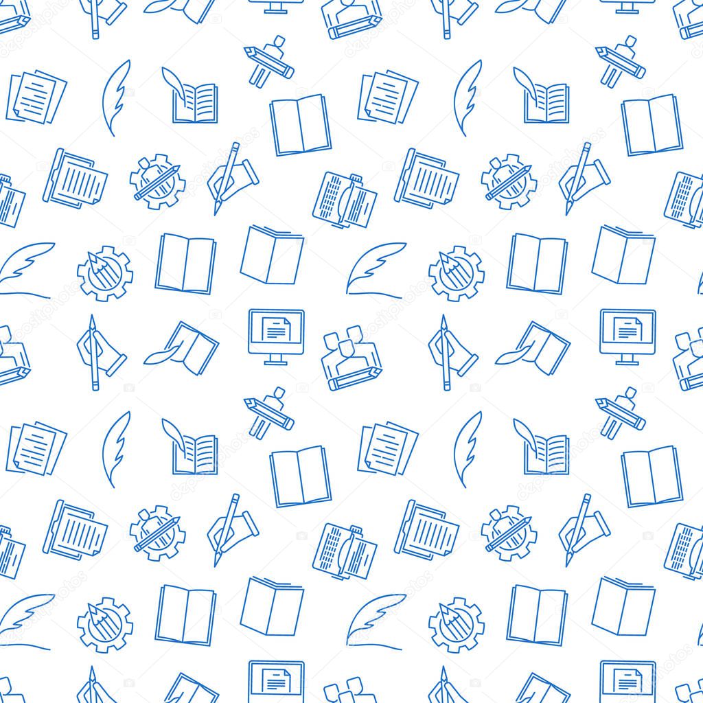 Writing vector seamless pattern on white background