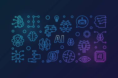 AI vektör çizim renkli. Yapay zeka afiş
