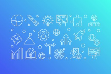 İş başlangıç vektör kavramı anahat yatay banner