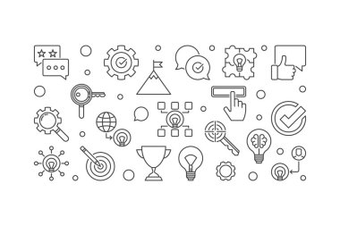 Marka vektör ince çizgi stili en az yatay afiş 