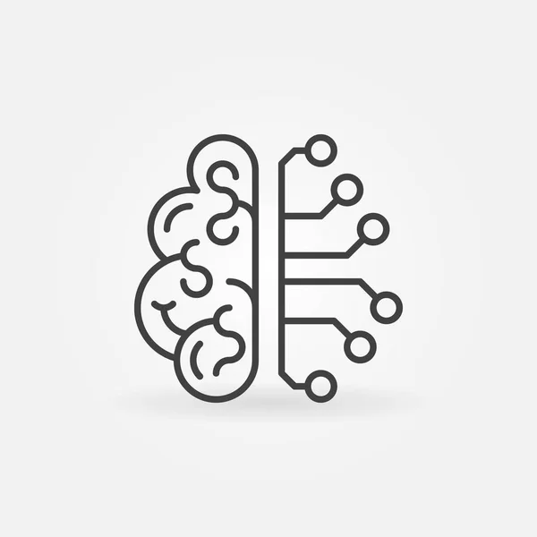 Cyberbrain ikonę konturu - wektor sztucznej inteligencji mózgu — Wektor stockowy