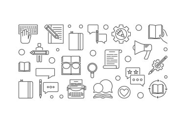 İçerik strateji vektör ince çizgi yatay çizim