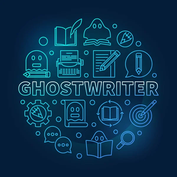 Διάνυσμα ghostwriter μπλε γύρο εικονογράφηση λεπτή γραμμή — Διανυσματικό Αρχείο