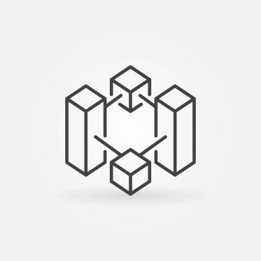 Blok zincir vektör ince çizgi simgesini veya simge