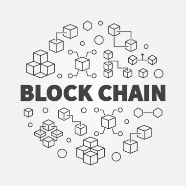 Blok zinciri cryptocurrency vektör yuvarlak anahat illüstrasyon