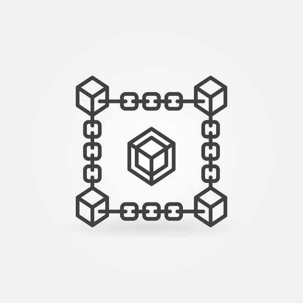 Chaîne de blocs icône de ligne vectorielle. Symbole de la technologie blockchain — Image vectorielle