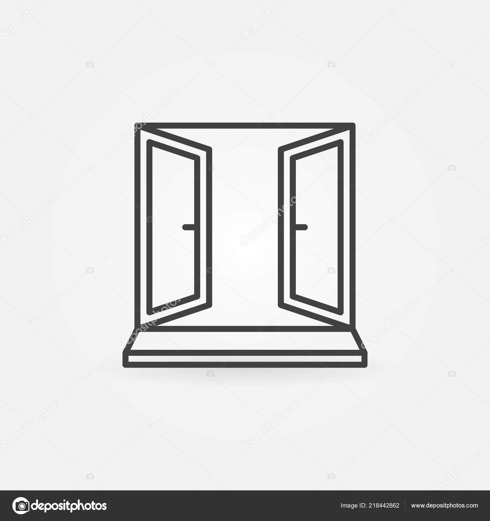 Offenes Fenster Symbol Vektor Zeichen in dünne Linienstil