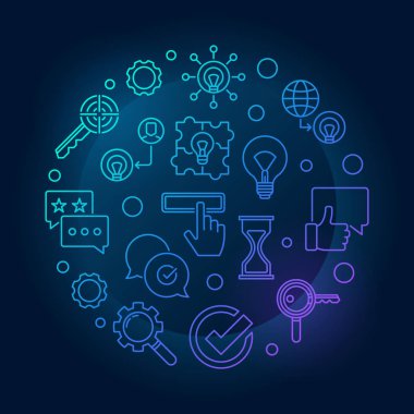 Marka yuvarlak mavi vektör yaratıcı çizimde ince çizgi stili