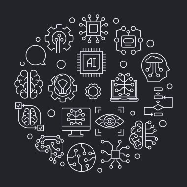 Yapay zeka vektör hat kavramı illüstrasyon yuvarlak