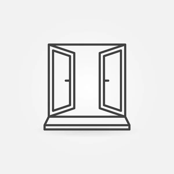 Sinal de vetor de ícone de janela aberta em estilo de linha fina — Vetor de Stock