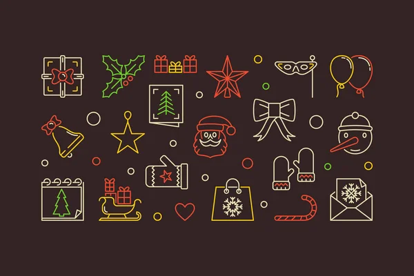 Joyeux Noël illustration vectorielle contour. Bannière moderne de Noël — Image vectorielle