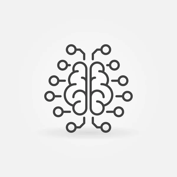 Intelligence artificielle cerveau vecteur contour icône — Image vectorielle