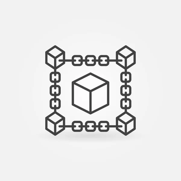 Bloquer chaîne cube ligne vectorielle icône. Symbole de la technologie blockchain — Image vectorielle