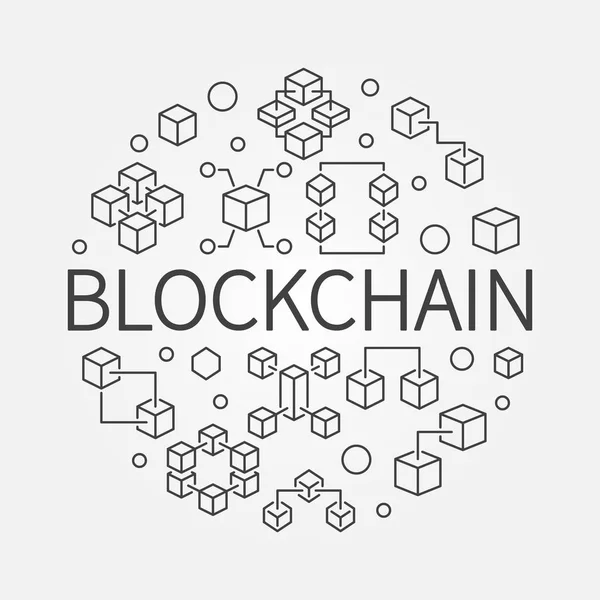 Blockchain-Vektor-Rundkonzept skizziert Abbildung — Stockvektor