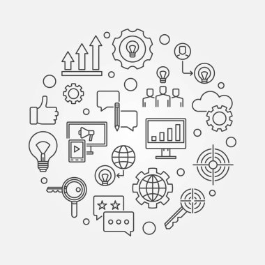 Pazarlama stratejisi vektör anahat dairesel çizim