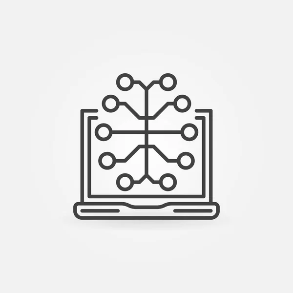 Ноутбук с иконкой или логотипом вектора мозга — стоковый вектор