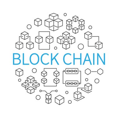 Blok zincir vektör yuvarlak kavramı anahat illüstrasyon