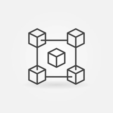 İnce çizgi stili fintech ve blockchain vektör simgesi