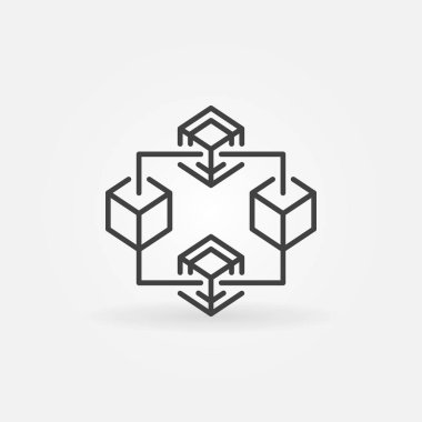 Blockchain kripto vektör ince çizgi simgesini veya simge