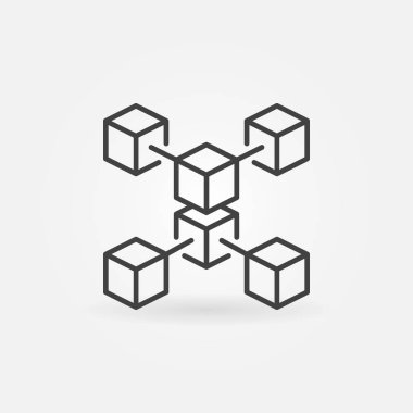 Blockchain kripto teknoloji vektör anahat simgesini